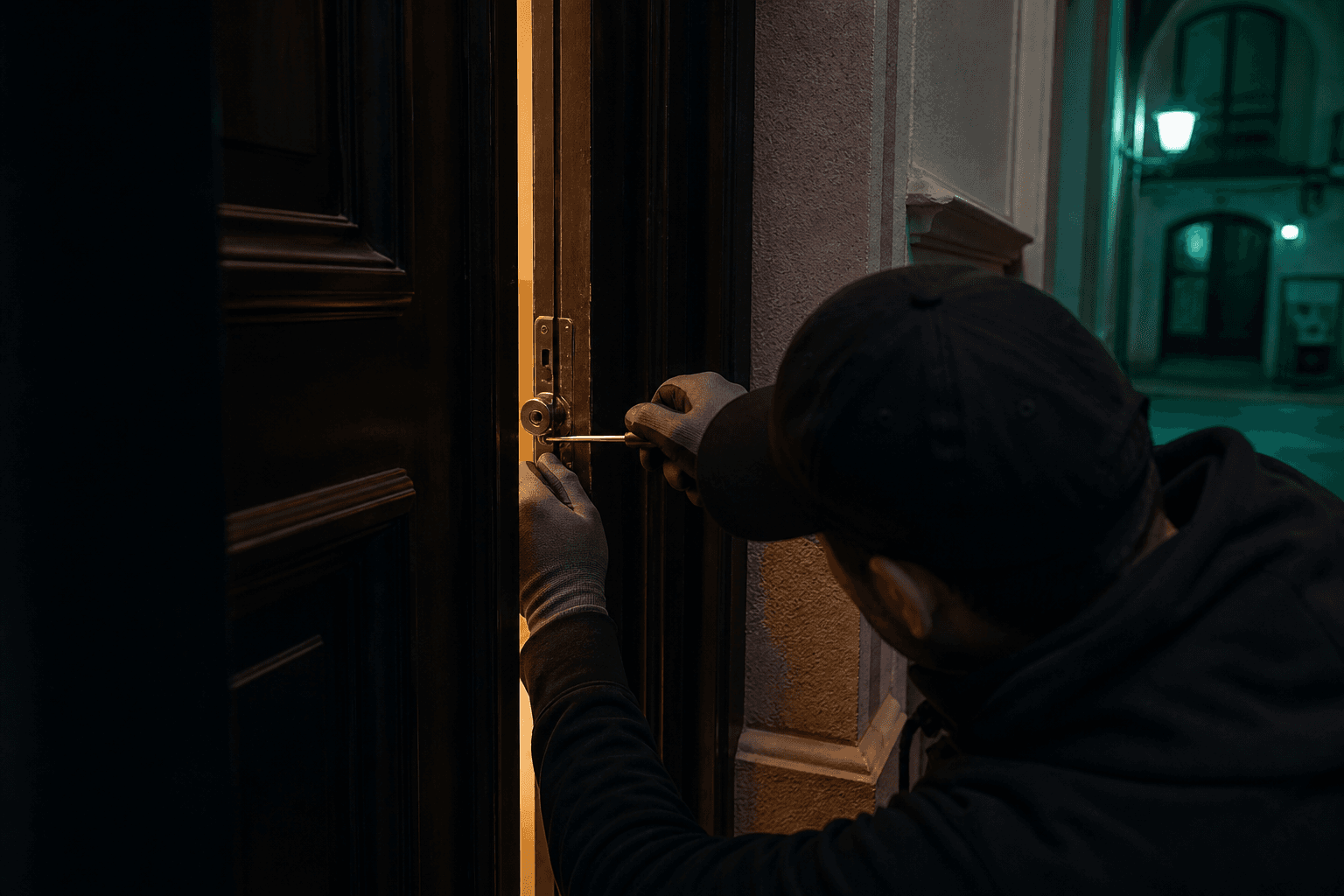 Before — locked door, night locksmith job in Barcelona